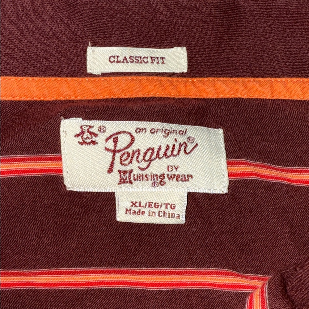 Original Penguin Men's Polo Shirt - Red and Orange Stripes - Picture 3 of 3